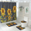 Tapis antidérapant de rideau de douche de couverture de siège de toilette imperméable de style de tournesol