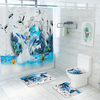 Tapis antidérapant de salle de bains de rideau de douche de couverture de siège de toilette imperméable de style de mer