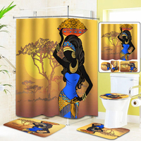 Tapis antidérapant pour tapis de toilette et rideau de douche pour filles africaines exotiques
