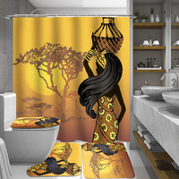Tapis de couverture de toilette de fille de salle de bain de rideau de douche de tapis africain antidérapant 180x180cm