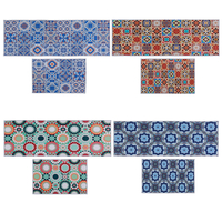 Tapis de cuisine tapis de sol imperméable anti-dérapant tapis dart abstrait 2 pièces