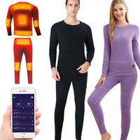 TENGOO téléphone APP contrôle hiver chauffage sous-vêtements ensemble USB Batterie alimenté chauffé thermique hauts pant