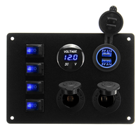 Tension daffichage de yacht de bateau de commutateur 4 de RV LED et double 2.1 un panneau de commutateur de voiture