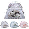 Tente pour animaux de compagnie Lit pour chat Lit pour chiot Coussin pour lit de coussin Motif flamant rose Indo