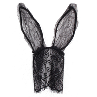 Tenue de club de bandeau avec oreilles de lapin en dentelle de fleurs noires chaudes