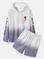 Tenue deux pièces à capuche imprimée rose couleur ombrée pour homme