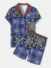 Tenues à deux pièces à col à revers et à imprimé baroque pour hommes