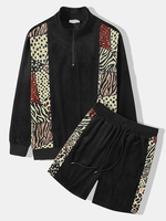 Tenues deux pièces à manches longues et demi-fermeture éclair pour hommes