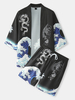 Tenues deux pièces de kimono à imprimé Koi Ukiyoe de style japonais pour hommes