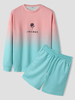 Tenues Deux Pièces Lettre Japonaise Couleur Graduelle Homme