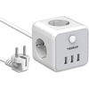 TESSAN TS-301-DE Multiprise filaire 6 en 1 2500 W Allemagne/UE avec 3 prises AC/3 adaptateurs de chargeur USB Prise de p