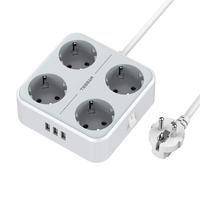 TESSAN TS-302-DE Multiprise filaire USB 2500 W Prise allemande/UE avec 4 prises AC/3 adaptateurs de chargeur USB Protect