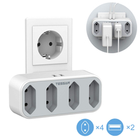 TESSAN TS-325-DE 2300W Prise USB murale Prise allemande/UE Multiprise avec 4 prises AC/2 ports USB 5V Prises de protecti