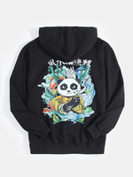 Texte et bande dessinée pour homme Panda Sweats à capuche de style ethnique avec poche imprimée dans le dos