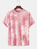 Tie-Dye 100% coton respirant motif cactus T-shirts décontractés à manches courtes