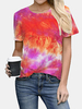 Tie-dye col rond imprimé manches courtes lâche T-shirts décontractés femmes