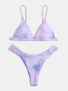 Tie Dye Femmes Triangle Spaghetti Straps Bikini Backless Maillots De Bain