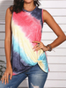 Tie-Dye Gradient Print sans manches O-cou Débardeurs décontractés pour les femmes