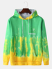 Tie Dye Lettre Imprimer Kangourou Pocket Hoodies À Manches Longues Deign Pour Hommes