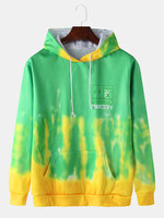 Tie Dye Lettre Imprimer Kangourou Pocket Hoodies À Manches Longues Deign Pour Hommes