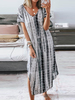 Tie-Dye manches courtes col V robes de style vintage pour les femmes