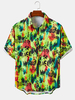 Tie-Dye Mens Lettre Imprimer Button Up Casual Chemises à manches courtes