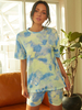 Tie Dye Print Femmes Sports dété Deux pièces Top T-shirts décontractés