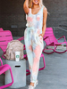 Tie Dye Print Sports Loungewear Set Débardeur Faisceau Pieds Sans Manches Ensemble Deux Pièces