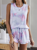 Tie Dye Women Colorful Gradient Sleeveless Drawstring Ruffles Loose Pyjama Set