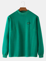 Étiquette de couleur unie en coton pour hommes col rond à manches longues pulls molletonnés de conception