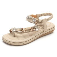 Tissage Bohème Strass Élastique Bande Soft Sandales Décontractées