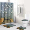 Tissu Motif Divers et 12 Crochets Ensemble De Rideau De Douche De Salle De Bains Tapis De Baignoire Couverture De Toilet