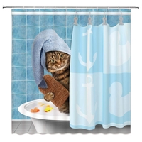 Tissu imperméable de rideau en douche de salle de bains de chat avec 12 crochets