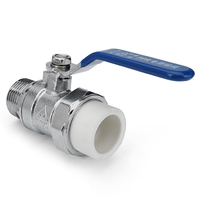 TMOK Filetage externe 1/2 "3/4" Manuel PPR Robinet à boisseau sphérique en laiton nickelé PPR Vannes à filetage mâle