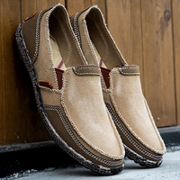 Toile lavée pour hommes,  épissage Soft Chaussures à semelle compensée à enfiler