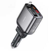 Toocki TQ-CC38 105W 4-in-1 Retractable Car Charger Come with Type-C Retractable Cable&iP Adapter+USB-C+USB-A Support PD