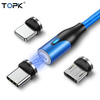 TOPK AM38 coude LED magnétique Micro USB type-c charge rapide pour Samsung Galaxy Note S20 ultra pour Xiao mi 10 POCO X3