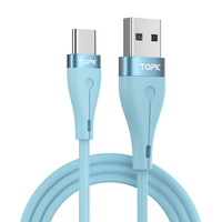 TOPK AN46 3A Type-C Câble de données de charge rapide en silicone liquide en alliage daluminium 1.2M pour Samsung G