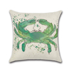 Tortue de mer baleine de coton baleine lin housse de coussin dessin animé eau couleur taie doreiller carrée