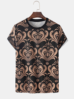 Totem ethnique pour homme imprimé col rond T-shirts décontractés à manches courtes
