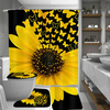 Tournesol papillon impression imperméable salle de bain rideau de douche couverture de toilette tapis tapis de toilette