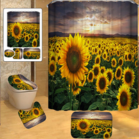 Tournesol Salle De Bains Rideau De Douche Anti-dérapant Tapis De Bain Toilette Housse De Siège Tapis De Bain Tapis De Sa