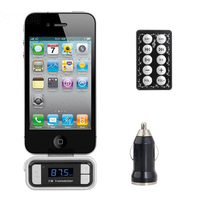 Transmetteur Fm de voiture sans fil à rétroéclairage LCD pour iPhone noir argent