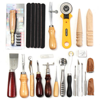 Trousse à outils artestanales en cuir 24 pièces Couture à la main Stitching Punch Carving Work Saddle