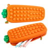 Étui à crayons en silicone carotte anti-stress filles garçons stylo boîte bureau étude scolaire sac de rangement papeter