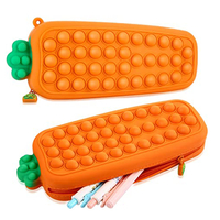 Étui à crayons en silicone carotte anti-stress filles garçons stylo boîte bureau étude scolaire sac de rangement papeter