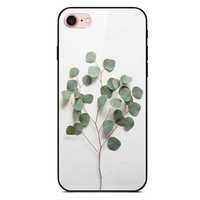 Étui de protection antichoc en verre trempé à motif de plantes de mode 9H pour iPhone X/7/8/7 Plus/8 Plus/6 / 6S / 6S Pl