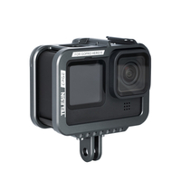Étui de protection en aluminium TELESIN pour GoPro Hero 9 Cage de boîtier de cadre de caméra avec porte arrière amovible