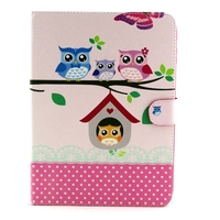 Étui en cuir PU avec motif hibou Housse de support pliable pour Samsung T530