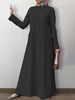 Tunique caftan décontractée à manches longues et à manches longues de couleur unie pour femmes